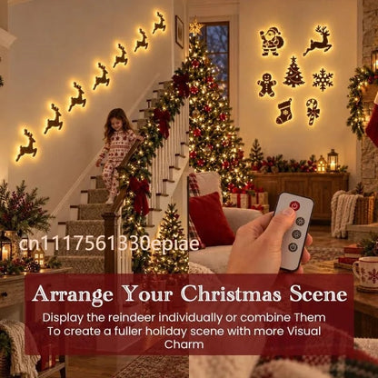 LED Reindeer Wall Lights – 7Pcs Christmas Decor