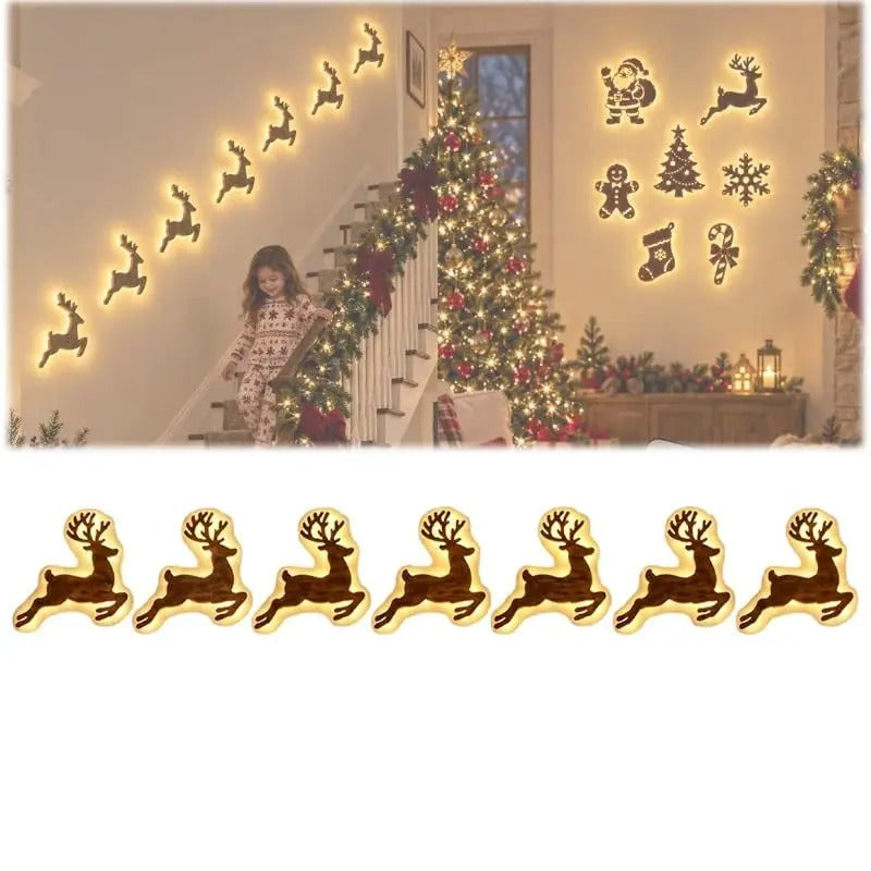 LED Reindeer Wall Lights – 7Pcs Christmas Decor
