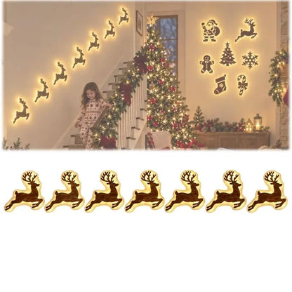 LED Reindeer Wall Lights – 7Pcs Christmas Decor