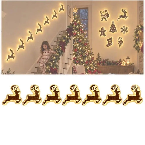 LED Reindeer Wall Lights – 7Pcs Christmas Decor